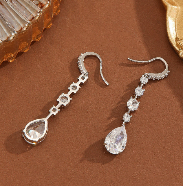 New European And American Luxury Pear-shaped Drop High-carbon Earrings For Women
