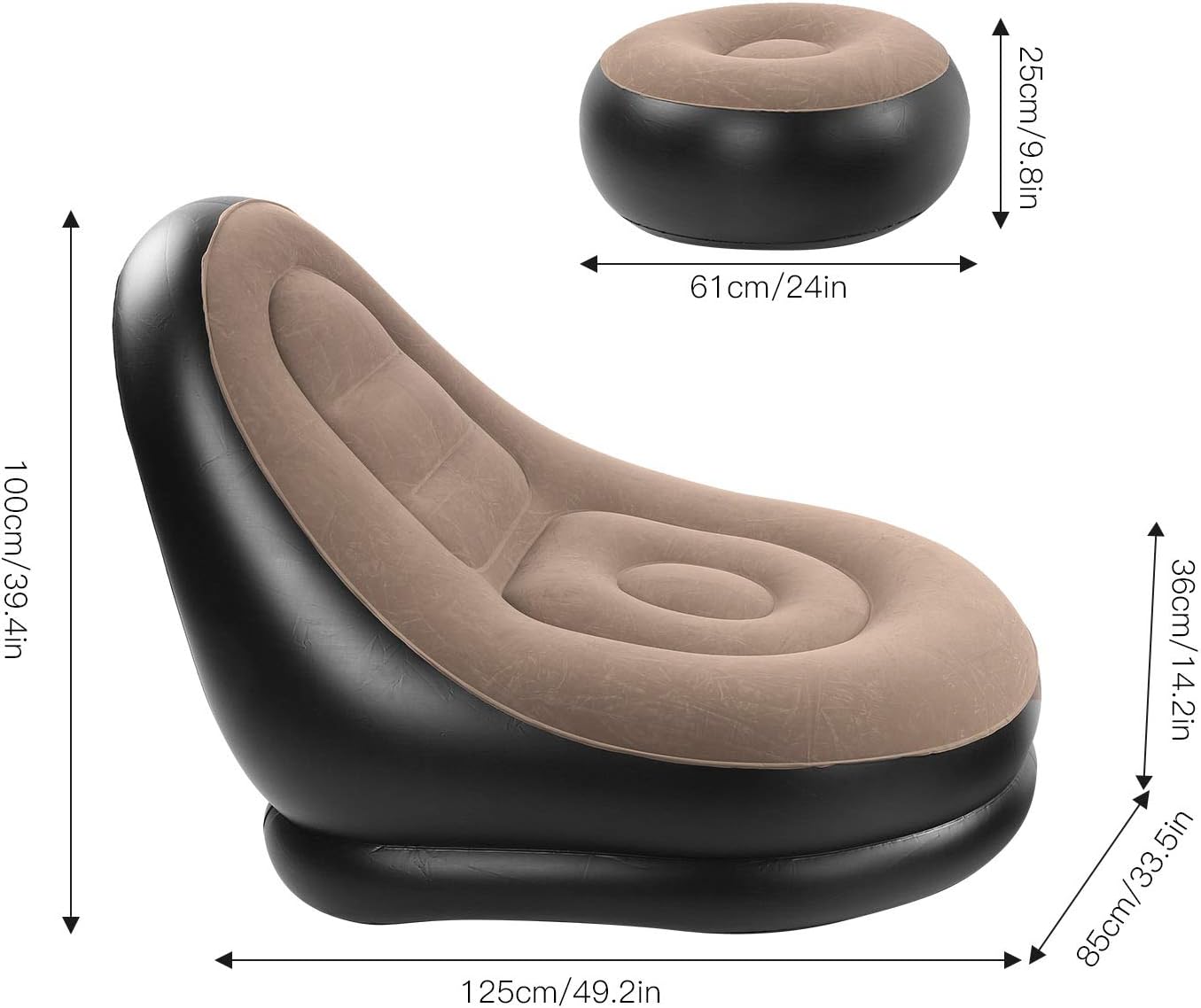 Fauteuil Gonflable avec Repose-Pieds