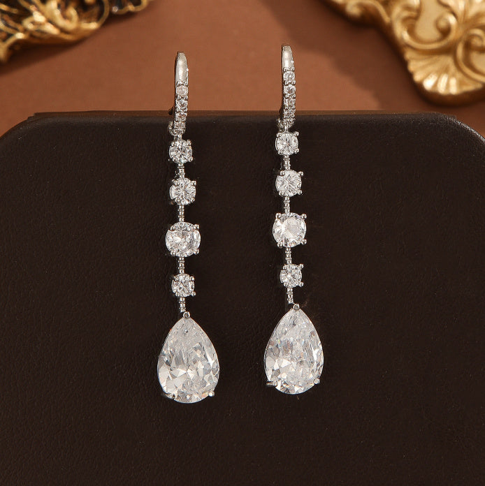 New European And American Luxury Pear-shaped Drop High-carbon Earrings For Women