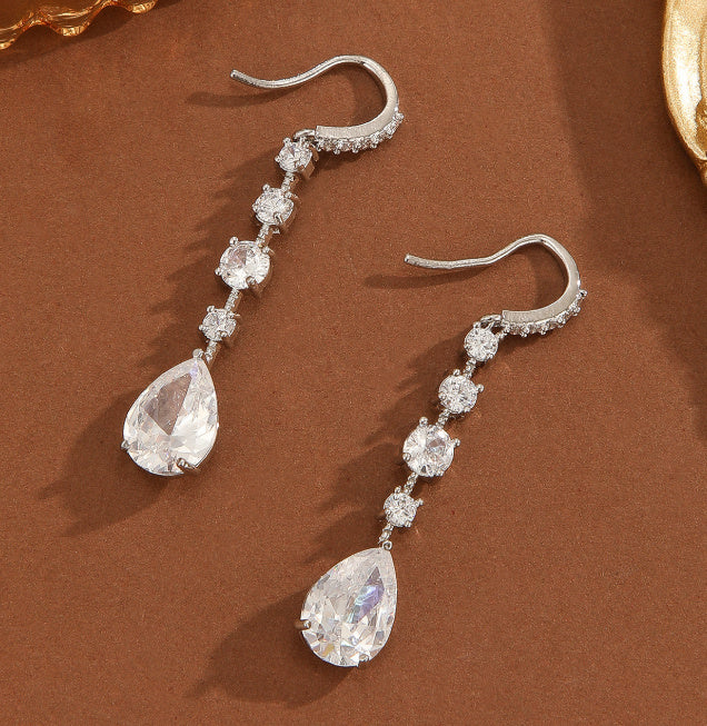 New European And American Luxury Pear-shaped Drop High-carbon Earrings For Women