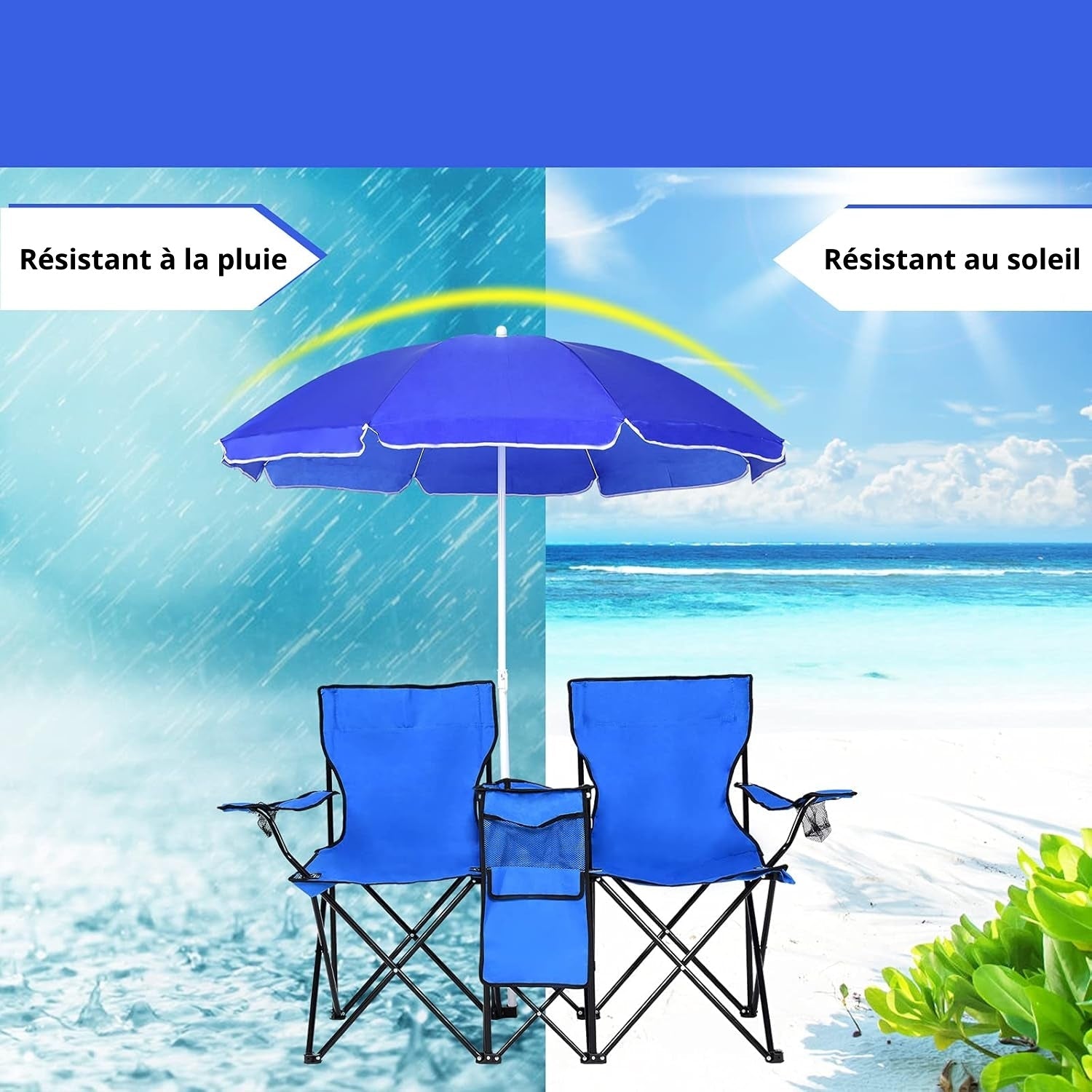 Chaise Pliante Double avec Parasol