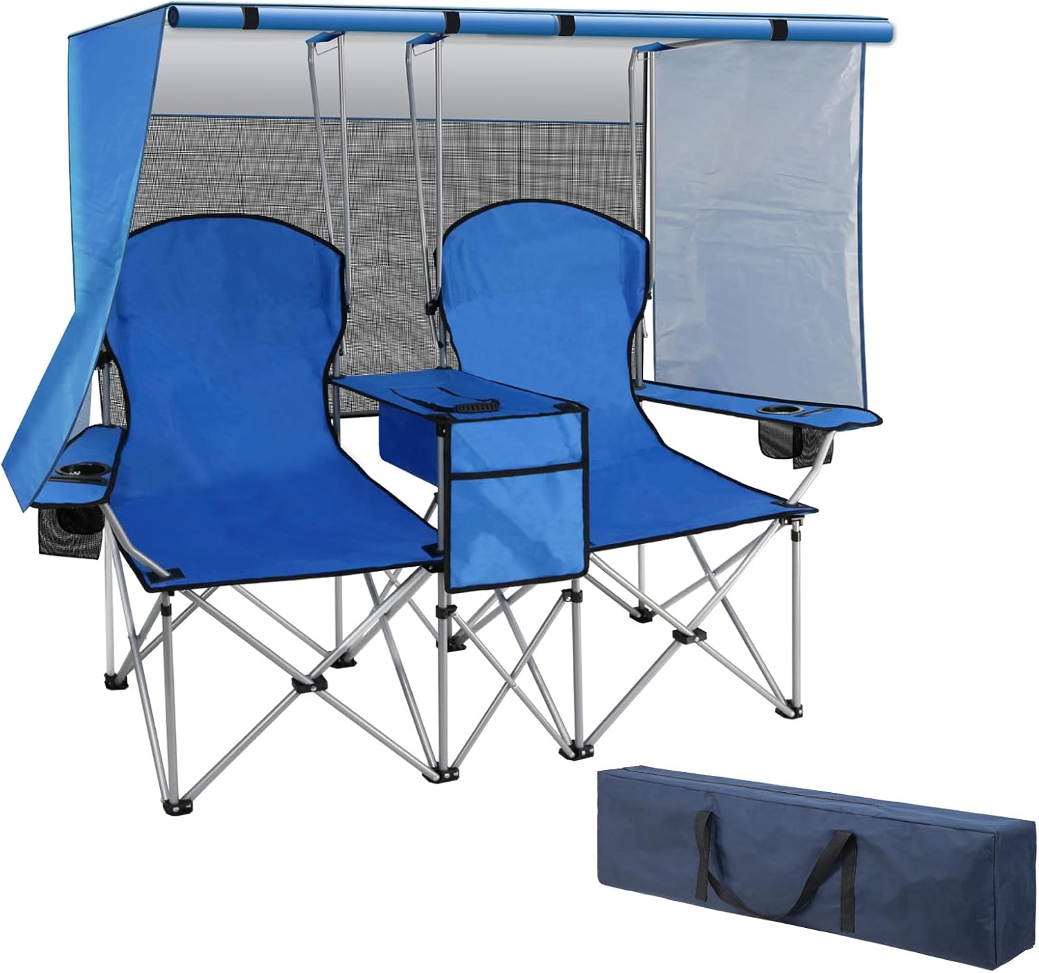 Chaise de Plage Double avec Auvent